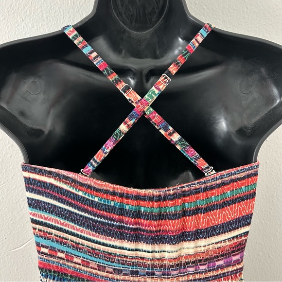 Soma Colorful Patterned Stripe Maxi Dress Size S Convertible Straps Empire Waist - Picture 7 of 11